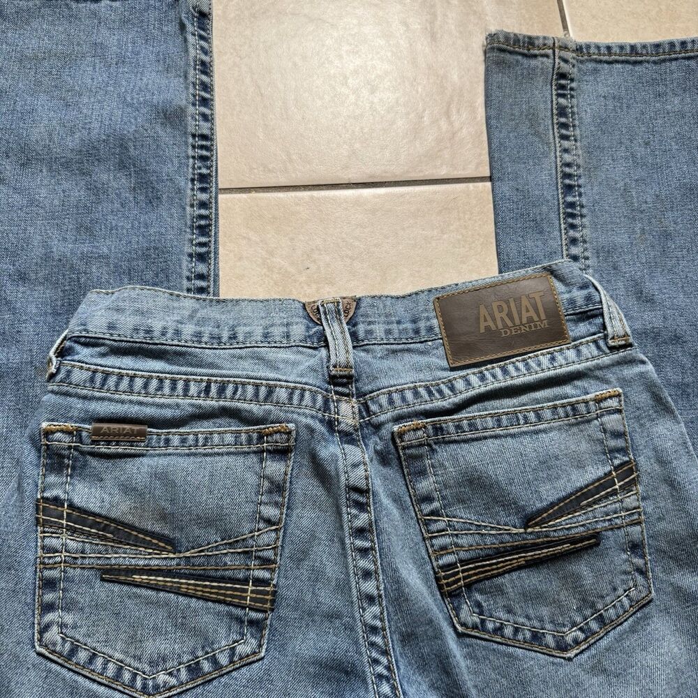 Ariat Mens M7 Slim Straight Jeans 28x32 Blue Medium Wash Western Denim Workwear